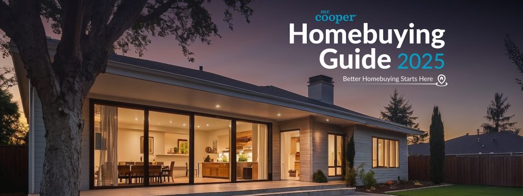 Image with text: Mr. Cooper Homebuying Guide 2025, and Better Homebuying Starts Here